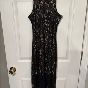 love, Fire Black Lace Maxi Dress